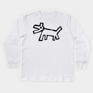 Dog Doodle Black Kids Long Sleeve T-Shirt